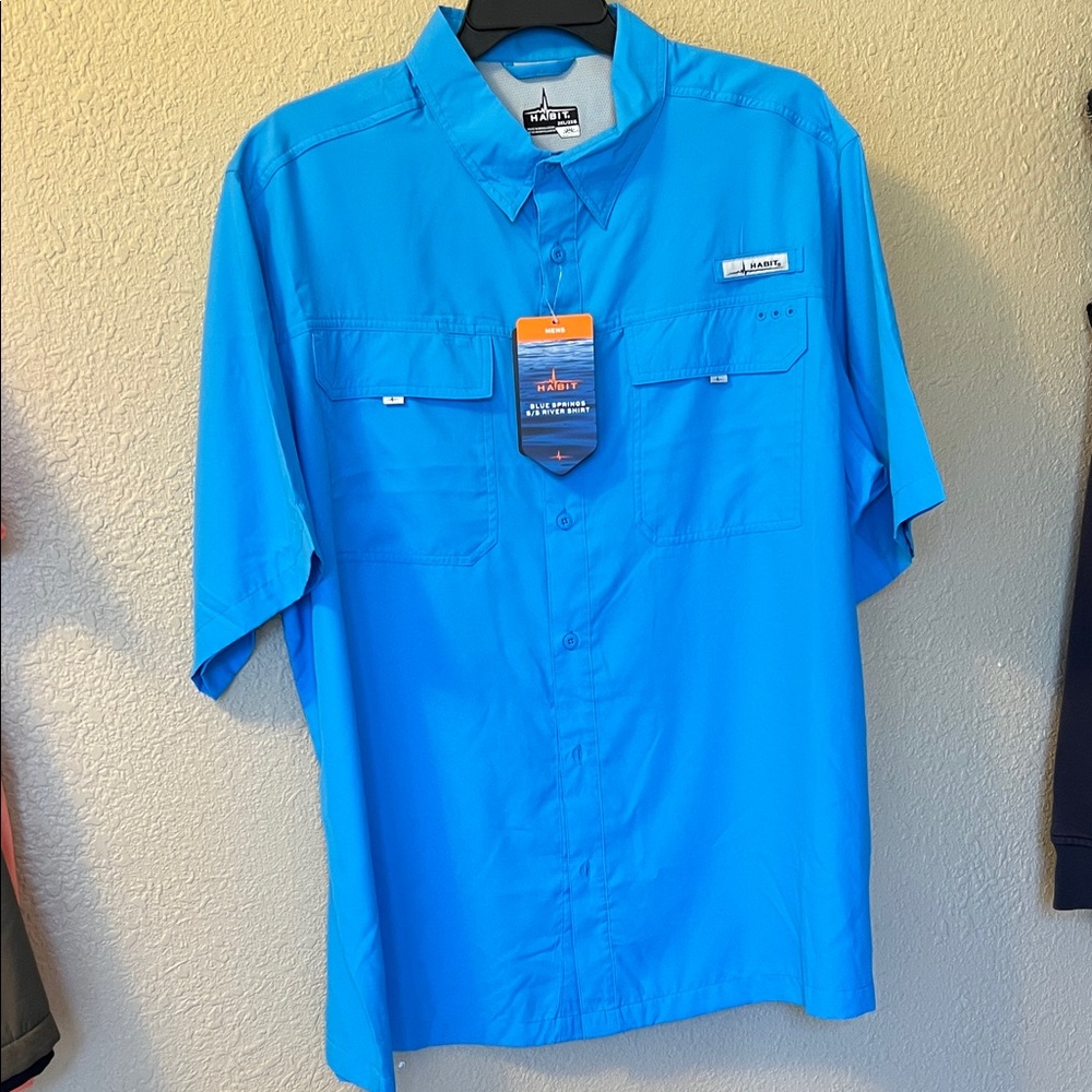 Habitat Men’s Bright Blue Short-Sleeve Button-Down Shirt